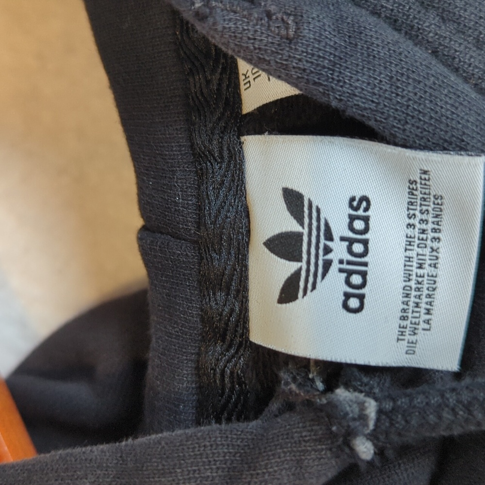 Adidas Black & White Stripes Cropped Fit Hooded Sweatshirt S‎ - Picture 6 of 9